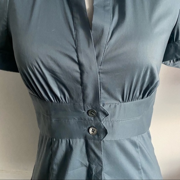 BCBGMaxazria • Medium Blue Button Front Blouse - Picture 3 of 6